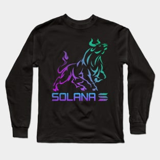 Vintage Bull Market Solana Coin Mission To The Moon Crypto Token Cryptocurrency Wallet Birthday Gift For Men Women Long Sleeve T-Shirt